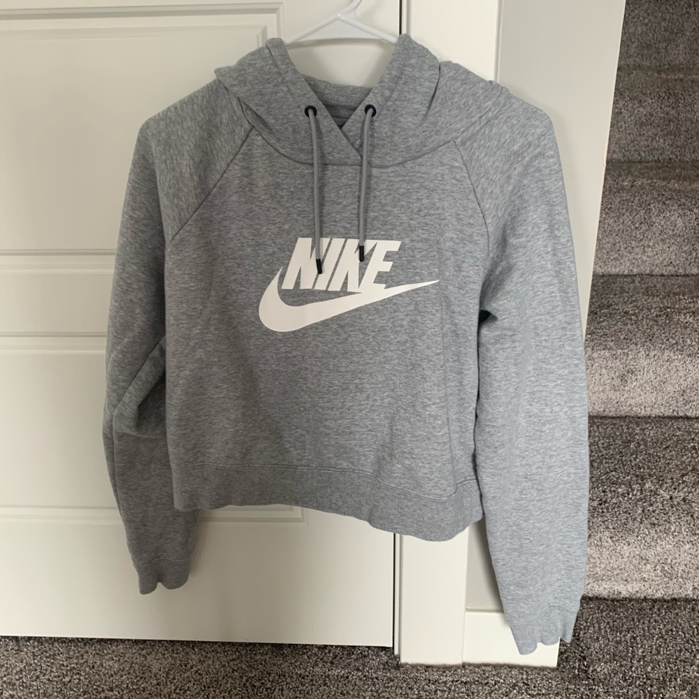 Nike Grey Cropped Hoodie
